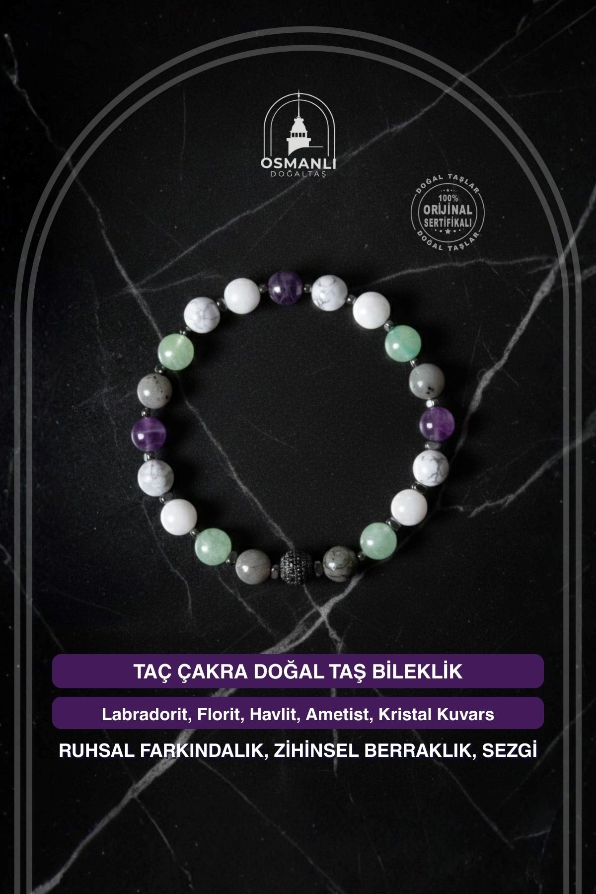 Taç Çakra Doğal Taş Bileklik