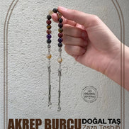 Akrep Burcu Zaza Tesbih Doğal Taş Ametist, Kaplan Gözü, Lal, Sitrin, Jasper