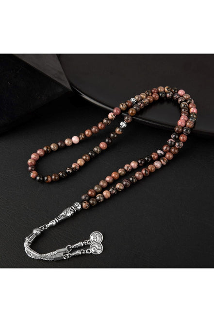 Rodonit Doğal Taş Tesbih 99luk - 6mm