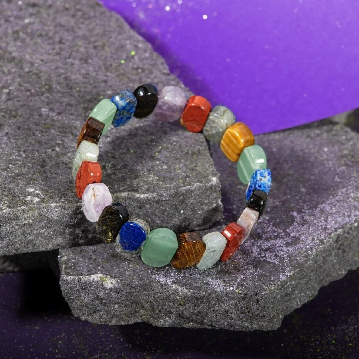 Aslan Burcu Bileklik Ametist, Golden Obsidyen, Jasper, Kaplan Gözü, Labradorit, Lapis Lazuli, Yeşil Aventurin
