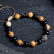 Jasper, Obsidyen, Hematit Doğal Taş Makrome Bileklik