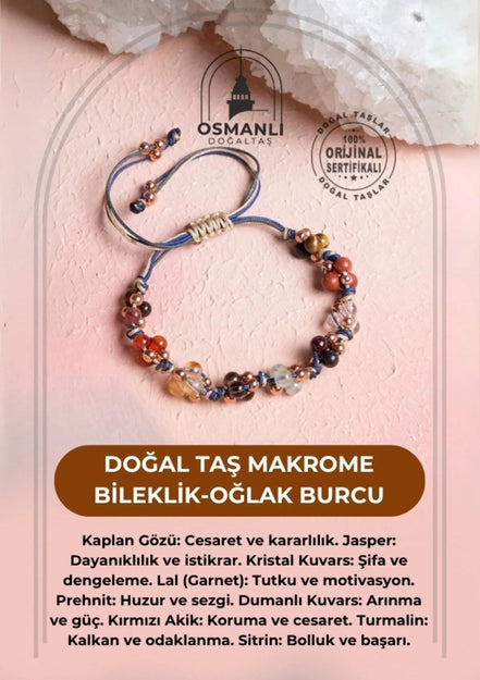 Doğal Taş Makrome Bileklik-Oğlak Burcu