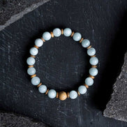 Sertifikalı Akuamarin, Odun Jasper Doğal Taş Bileklik (SK:168)