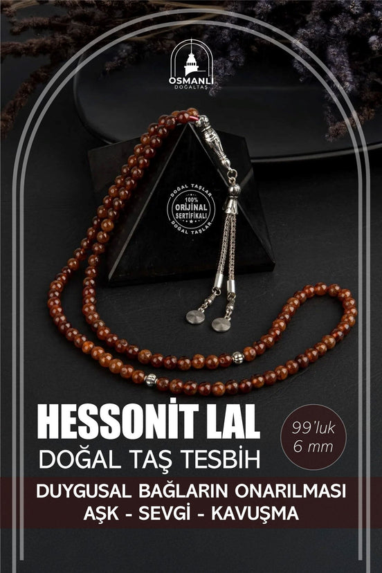 Hessonit Lal Doğal Taş Tesbih 99luk - 6mm