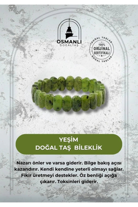 Yeşim Doğal Taş Geniş Kesim Bileklik