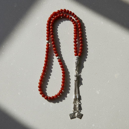 Kırmızı Akik Doğal Taş Tesbih – 99’luk / 6 mm