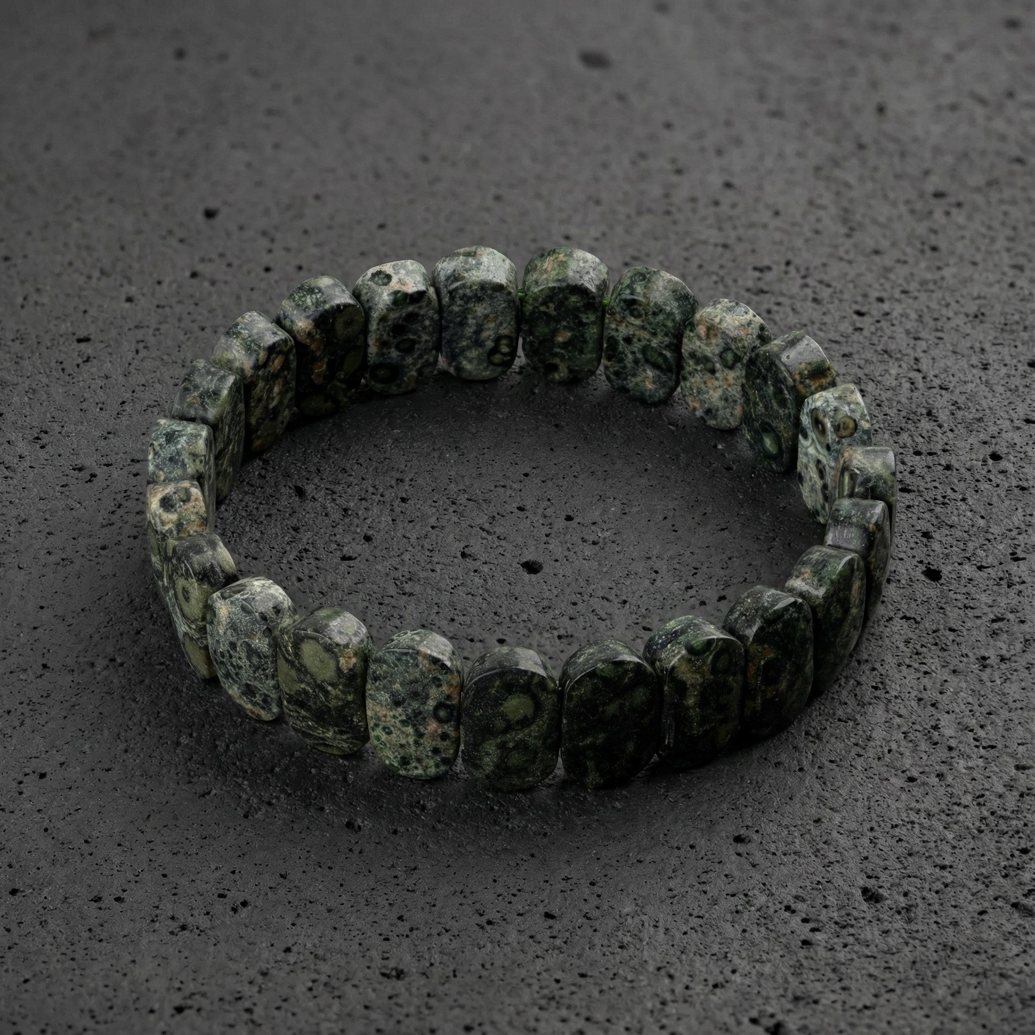Yeşil Jasper Doğal Taş Geniş Kesim Bileklik (Rolex Stil)