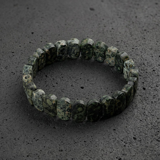 Yeşil Jasper Doğal Taş Geniş Kesim Bileklik (Rolex Stil)
