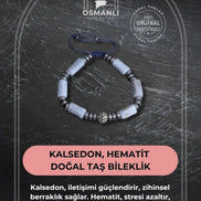 Kalsedon ve Hematit Doğal Taş Bileklik