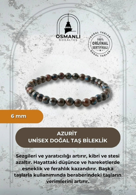 Azurit 6mm Doğal Taş Bileklik