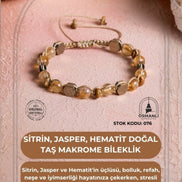 Sitrin, Jasper, Hematit, Doğal Taş Makrome Bileklik (SK:076)