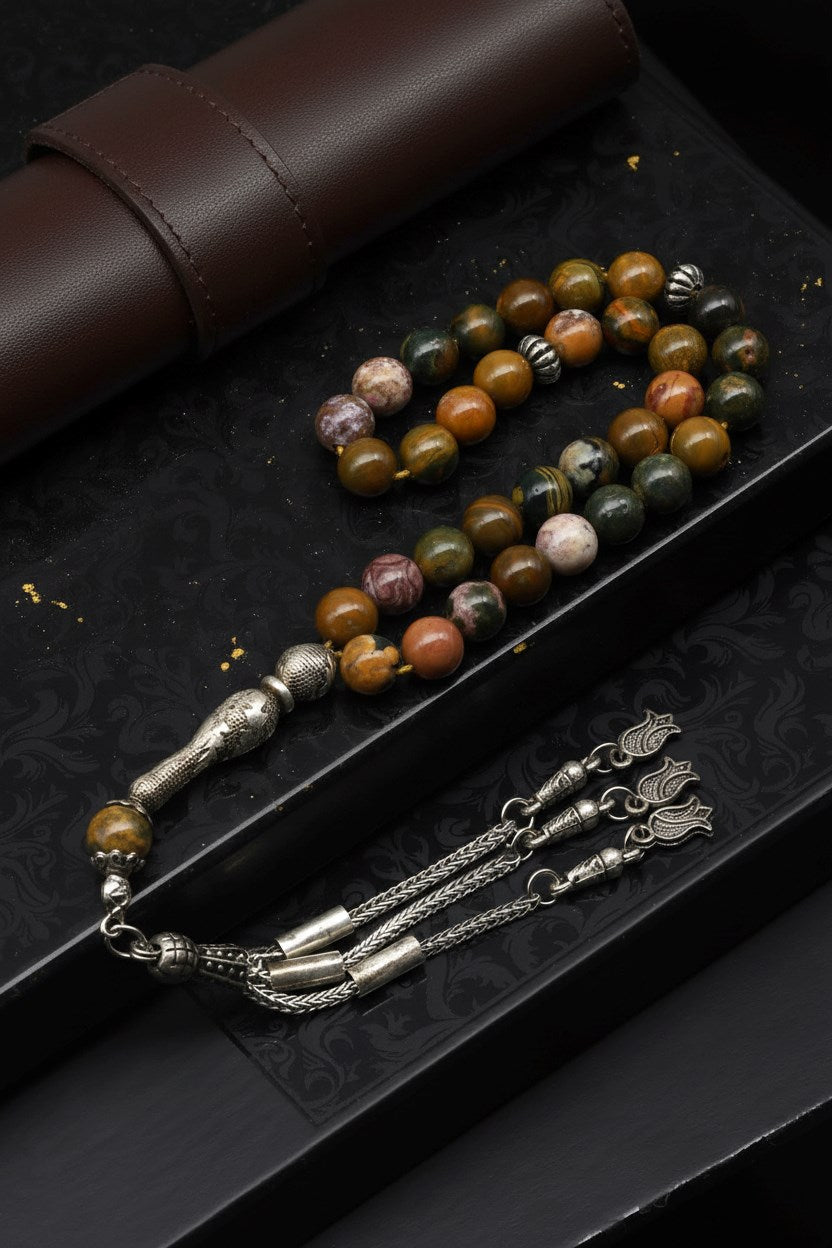 Ocean Jasper Doğal Taş Tesbih – 8 mm Küre Kesim