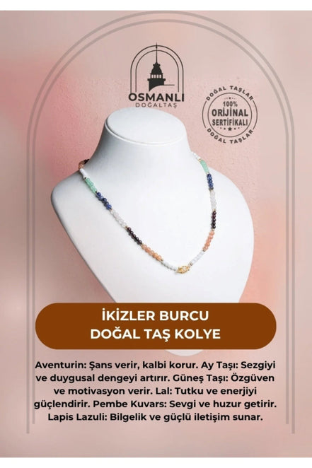 İkizler Burcu Doğal Taş Kolye