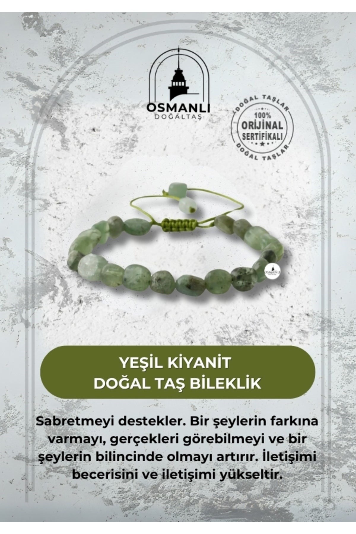 Yeşil Kiyanit Natürel Kesim Doğal Taş Bileklik