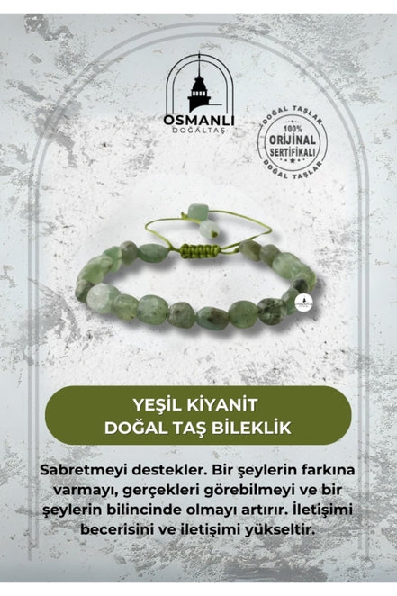 Yeşil Kiyanit Natürel Kesim Doğal Taş Bileklik