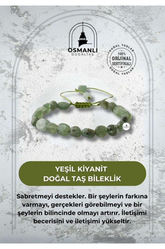 Yeşil Kiyanit Natürel Kesim Doğal Taş Bileklik