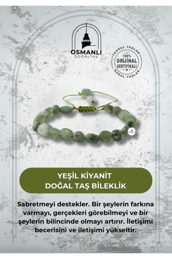 Yeşil Kiyanit Natürel Kesim Doğal Taş Bileklik