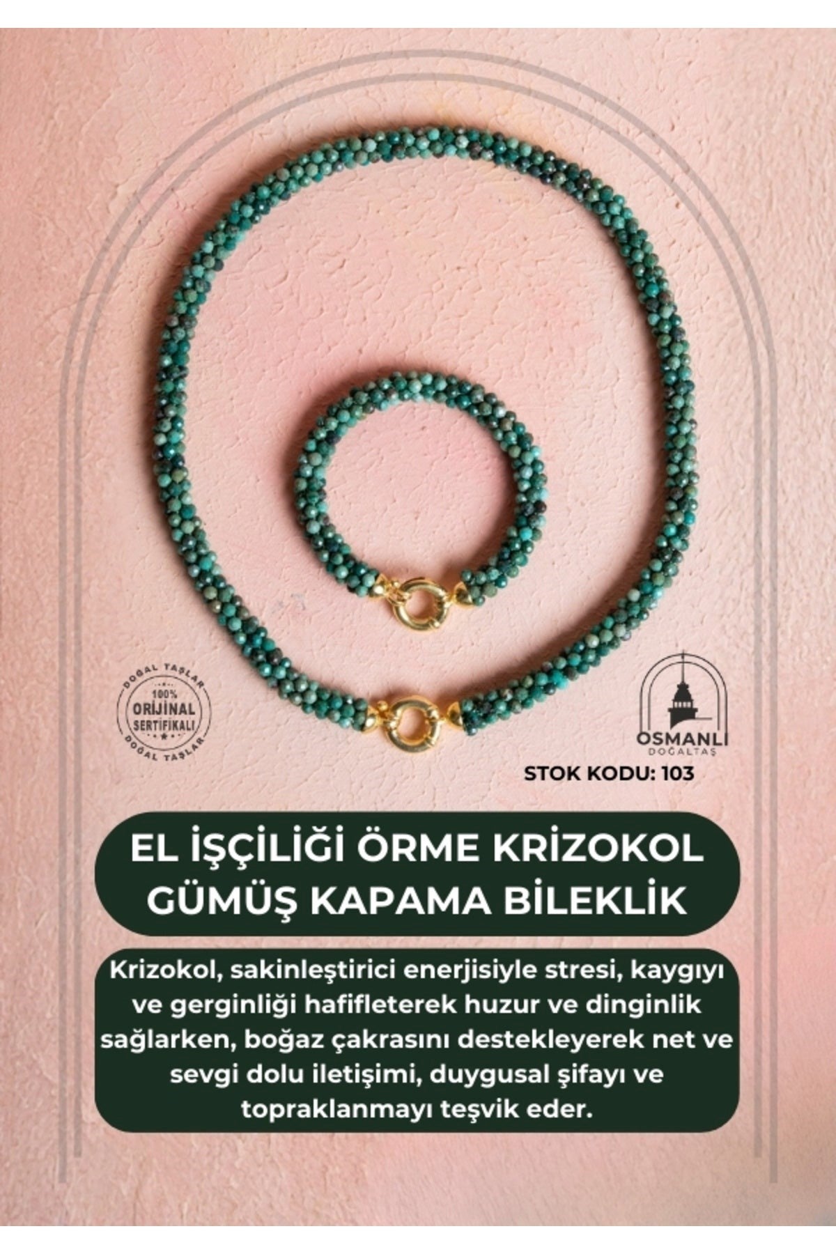El İşçiliği Örme Krizokol Gümüş Kapama Set (SK:103)