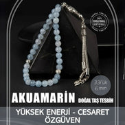 Akuamarin Doğal Taş Tesbih 33lük - 6mm