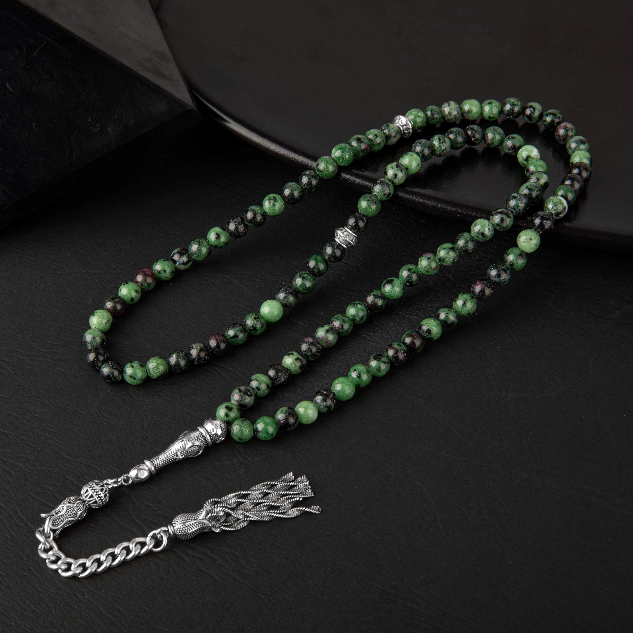 Anyolit (Ruby in Zoisite) Doğal Taş Tesbih – 99’luk / 6 mm