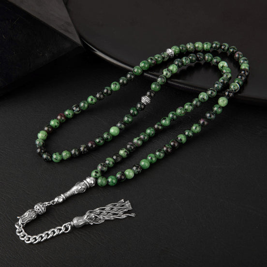 Anyolit (Ruby in Zoisite) Doğal Taş Tesbih – 99’luk / 6 mm