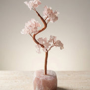 Pembe Kuvars Doğal Taş Tel Sarmalı Ağaç – 5,2 × 22 cm | 224,8 gr