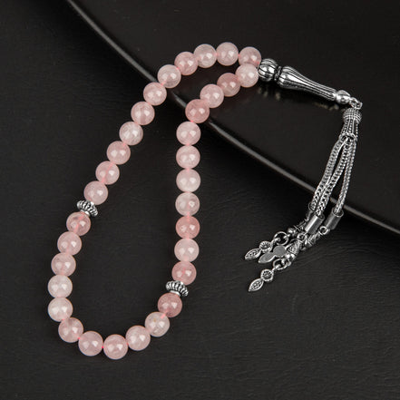 Pembe Kuvars (Gül Kuvars) Doğal Taş Tesbih 33lük - 8mm