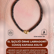 El İşçiliği Örme Labradorit Gümüş Kapama Kolye (SK:134)