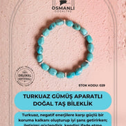 Sertifikalı Gümüş Aparatlı Fieruze(Turkuaz) Doğal Taş Bileklik (SK:029)