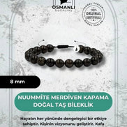 Nuummite 8mm Merdiven Kapama Doğal Taş Bileklik