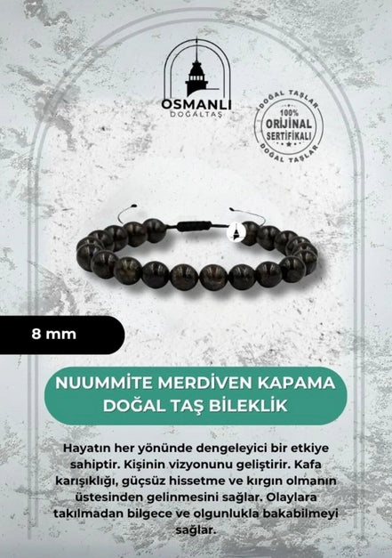 Nuummite 8mm Merdiven Kapama Doğal Taş Bileklik