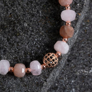 Güneş Taşı ve Pembe Kuvars Doğal Taş Bileklik – Unisex Şık Tasarım