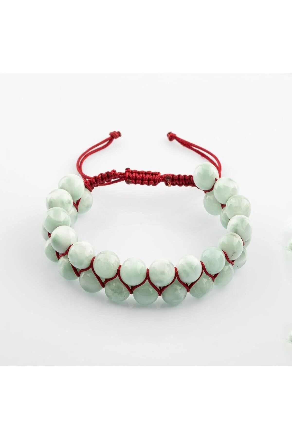 Yeşil Larimar 8mm Çift Sıra Makrome Doğal Taş Bileklik