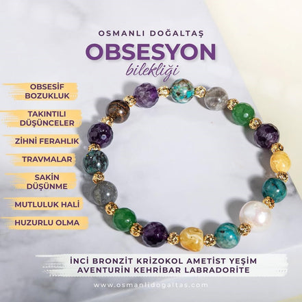 Obsesyon Takıntı Doğal Taş Bileklik Ametist Bronzit İnci Kehribar Krizokol Aventurin Labradorit