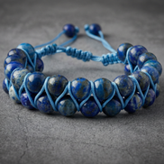 Lapis Lazuli 8mm Çift Sıra Makrome Doğal Taş Bileklik