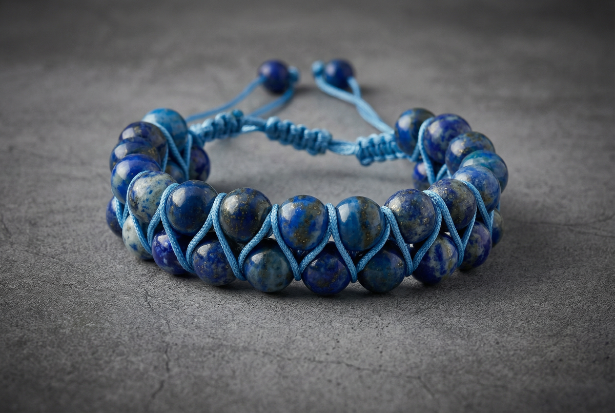 Lapis Lazuli 8mm Çift Sıra Makrome Doğal Taş Bileklik