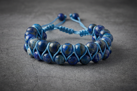 Lapis Lazuli 8mm Çift Sıra Makrome Doğal Taş Bileklik