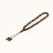 Obsidyen Doğal Taş 6 mm Tesbih & Makrome Bileklik – Uyumlu Set