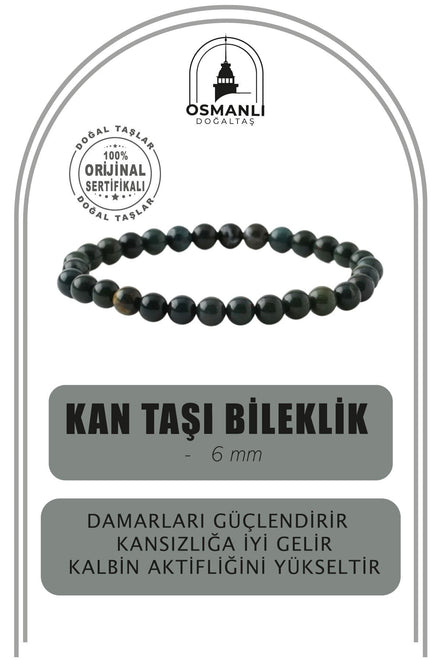 Kan Taşı 6mm Doğal Taş Bileklik