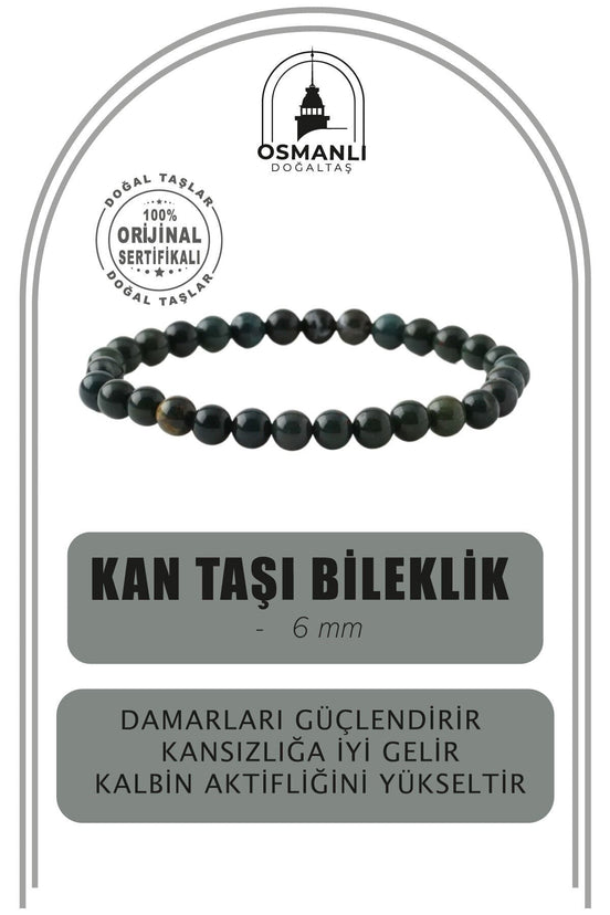 Kan Taşı 6mm Doğal Taş Bileklik