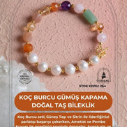 Koç Burcu Gümüş Kapama Doğal Taş Bileklik (SK:264)