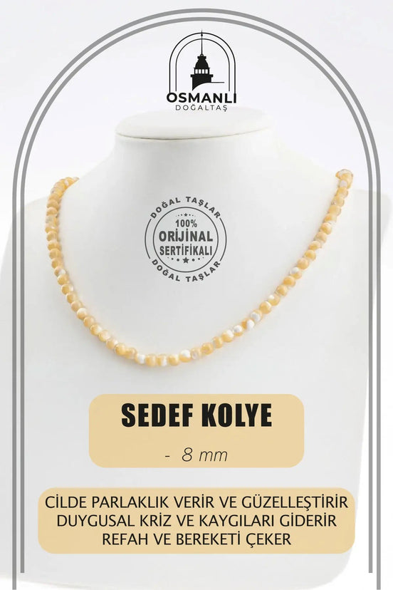 Sedef 6 mm Dizi Doğal Taş Kolye