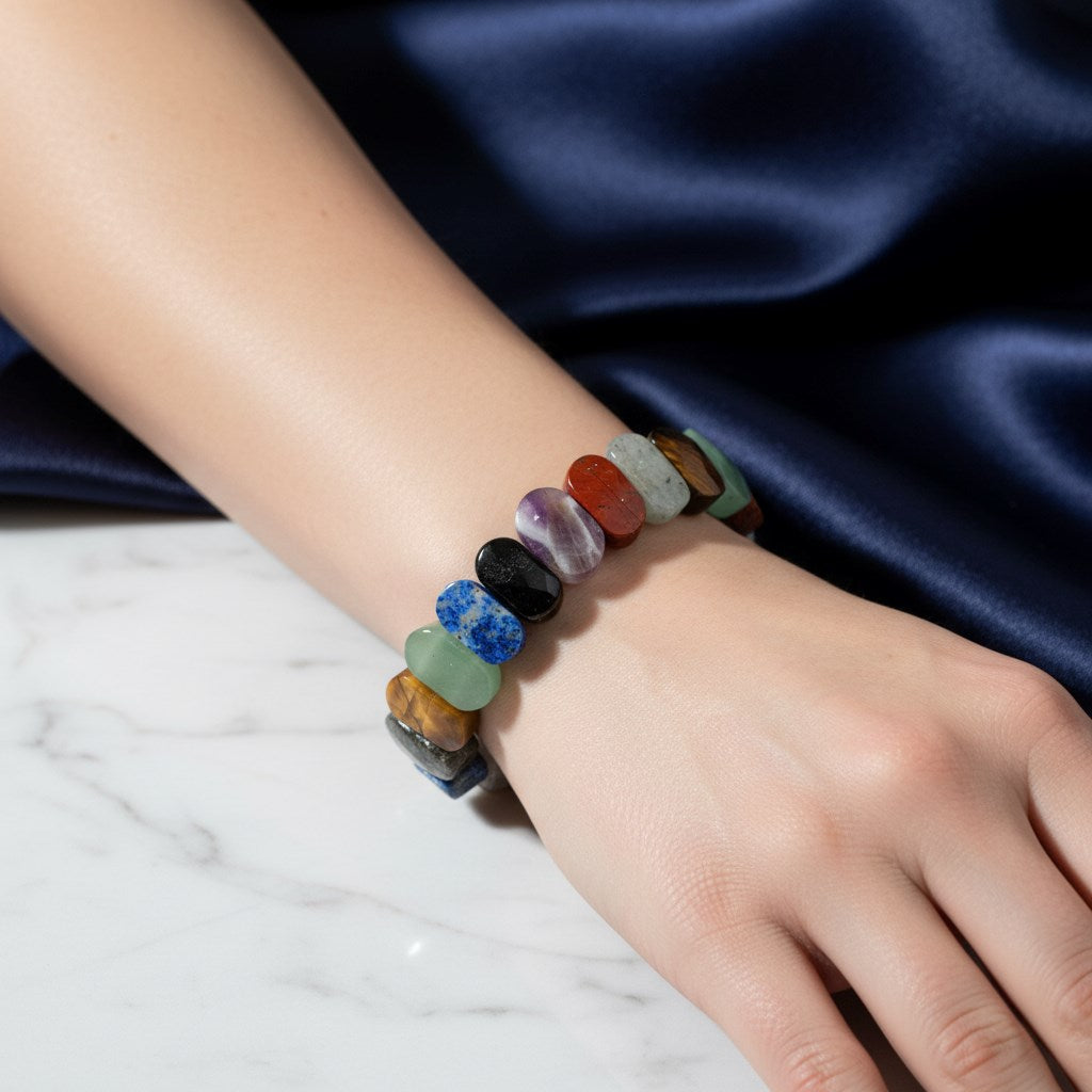 Aslan Burcu Doğal Taş Bileklik – Ametist, Obsidyen, Jasper, Kaplan Gözü, Labradorit, Lapis Lazuli & Aventurin