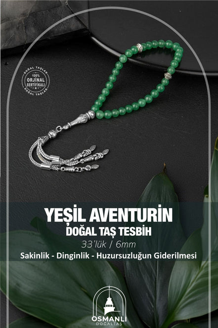 Yeşil Aventurin Doğal Taş Tesbih 33lük - 6mm