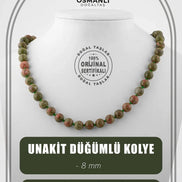 Unakit 8 mm Düğümlü Doğal Taş Kolye