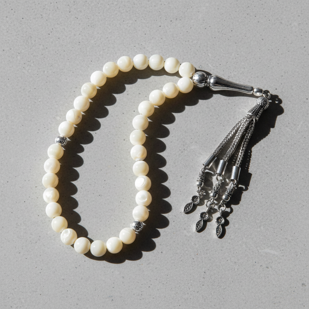 Sedef Doğal Taş Tesbih – 33’lük / 8 mm