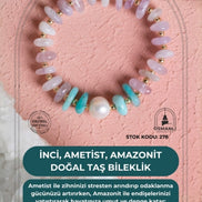 İnci, Ametist, Amazonit Doğal Taş Bileklik (SK:278)
