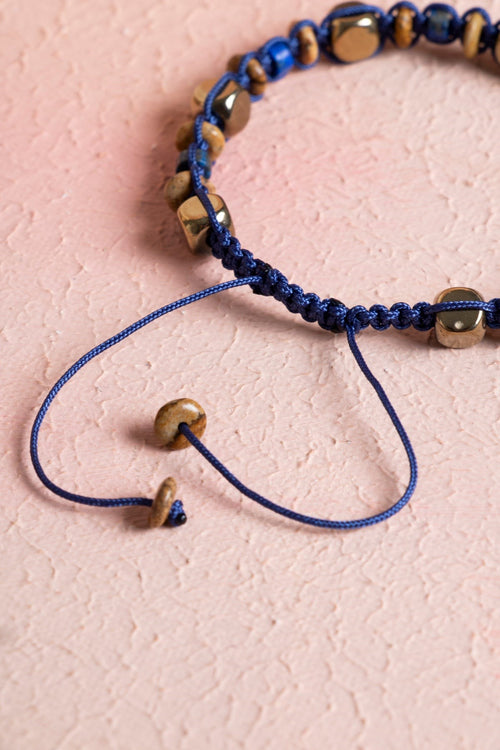 Lapis Lazuli, Jasper, Hematit Doğal Taş Makrome Bileklik (SK:079)
