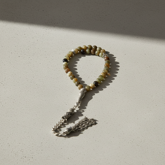 Tsavorit – Lal (Granat) Doğal Taş Tesbih – 33’lük / 6 mm