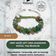 Hint Akiği 8mm Çift Sıra Makrome Doğal Taş Bileklik